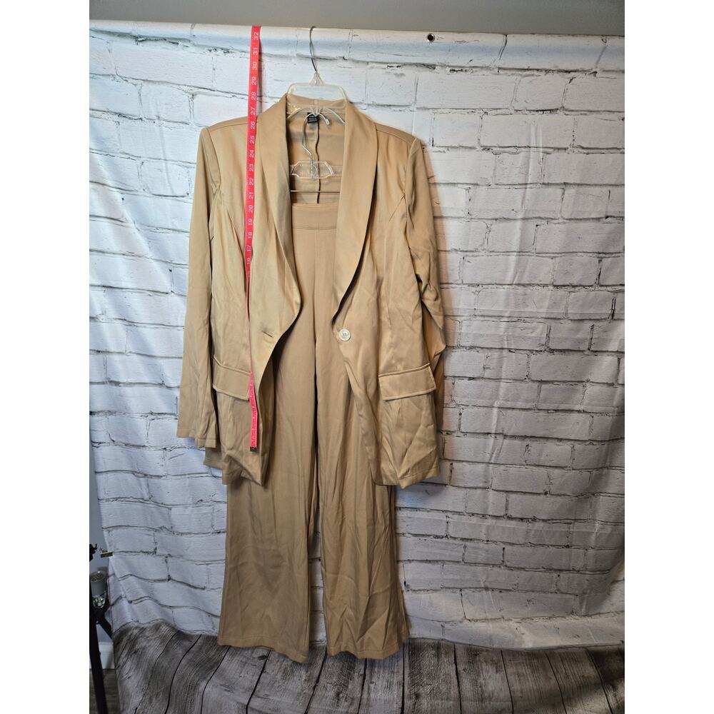Shein Women's 2pcs Single-Breasted Oversized Suit with Wide Leg Pants